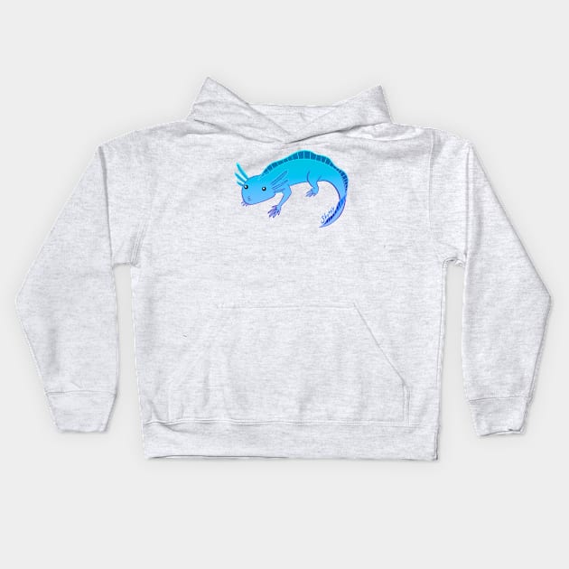 Axolotl Blue Kids Hoodie by jastinamor